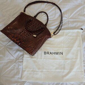 Melbourne Collection Duxbury Leather Crocodile-Embossed Satchel Bag